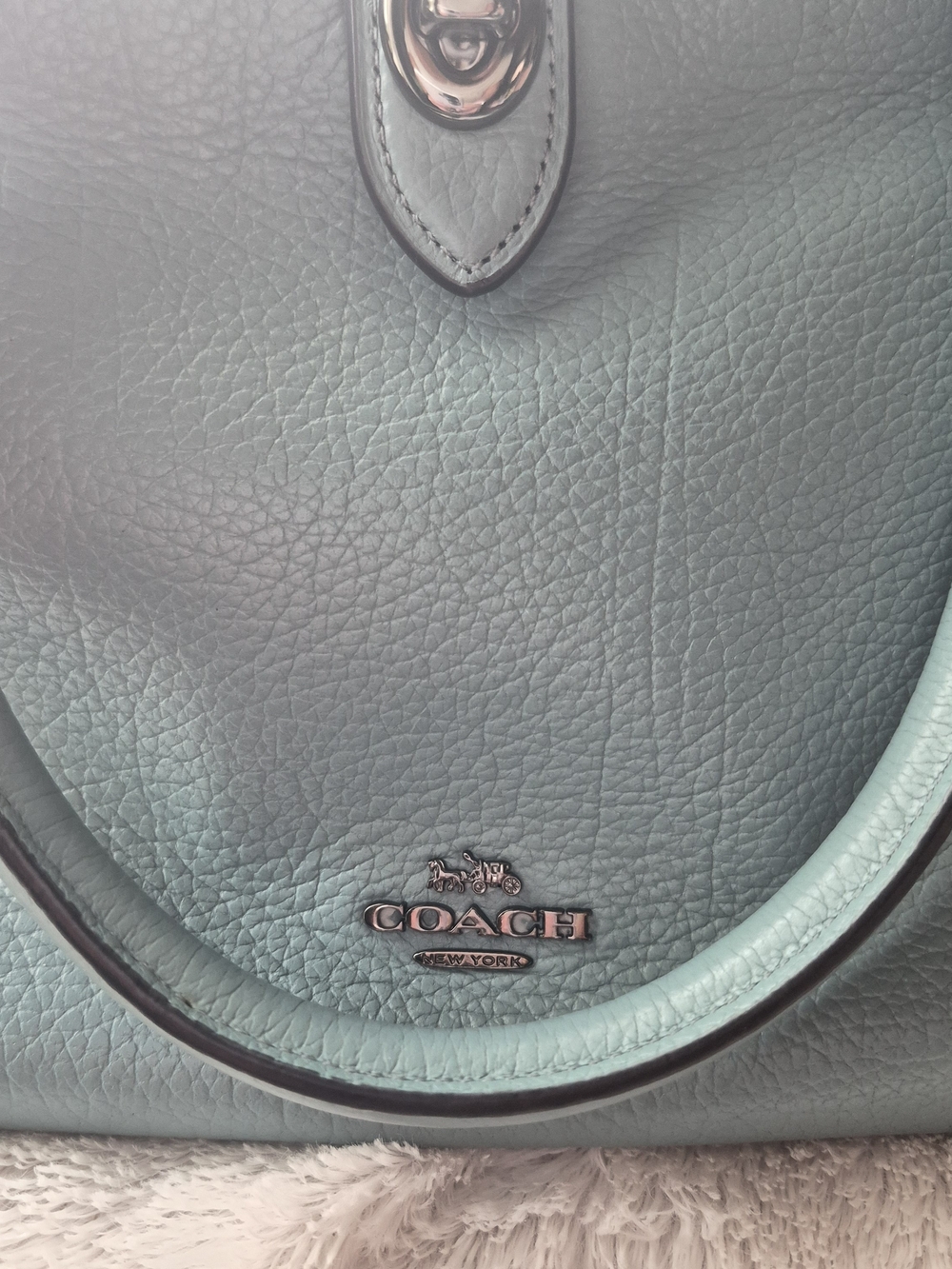 Coach Pebbled Leather Shoulder Bag in Light Teal